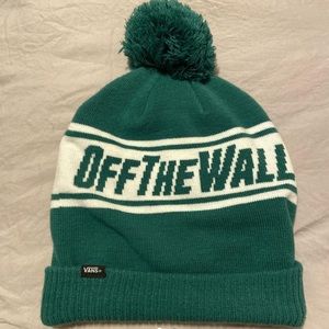vans green and white beanie